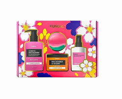 Kundal Bath and Body Gift edition Cherry Blossom dárkový set s vůní Třešňového květu - Mléko 258ml Peeling 230g 3umivá koule do koupele 200ml Hydratační tělová mlha 128ml - kopie