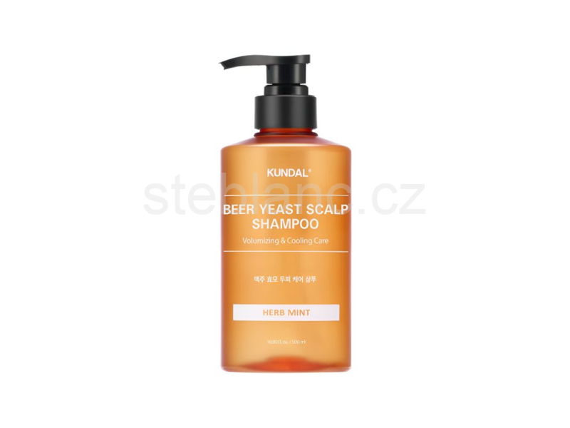 Kundal Beer Yeast Scalp Shampoo Herb Mint - posilující šampon na vlasy s Pivovarskými kvasnicemi 500ml 