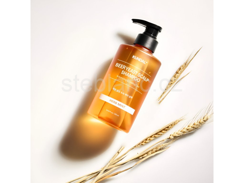 Kundal Beer Yeast Scalp Shampoo Herb Mint - posilující šampon na vlasy s Pivovarskými kvasnicemi 500ml 