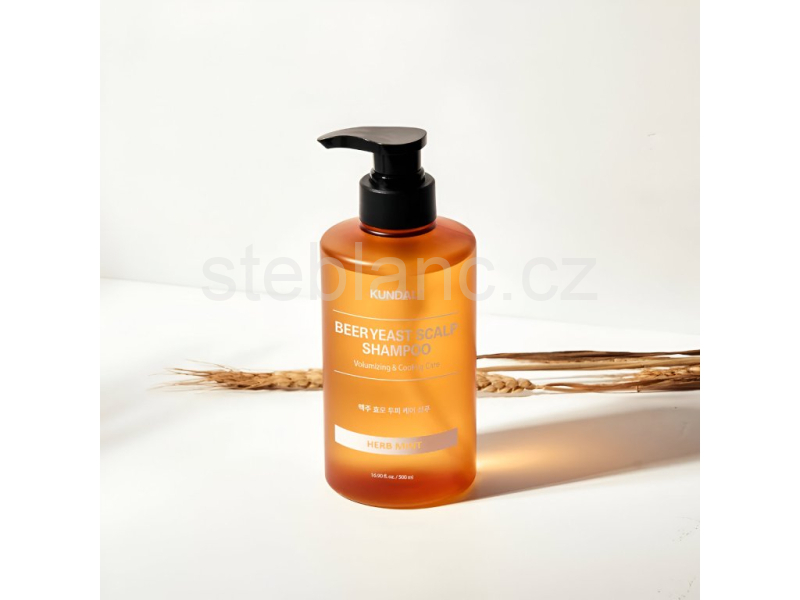 Kundal Beer Yeast Scalp Shampoo Herb Mint - posilující šampon na vlasy s Pivovarskými kvasnicemi 500ml 